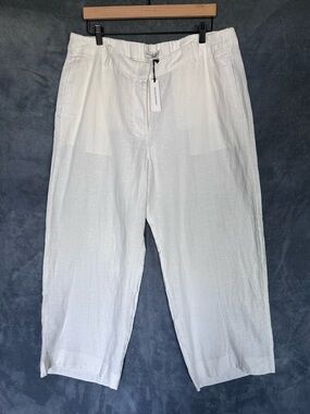 Banana Republic White High Rise Wide-Leg Linen Pants XL NWT